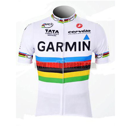 position plade Blinke 2011 Team GARMIN cervelo UCI World Champion Road Bike Wear Riding Jersey  Top Shirt Maillot Cycliste White Rainbow | Road Bike Wear Store