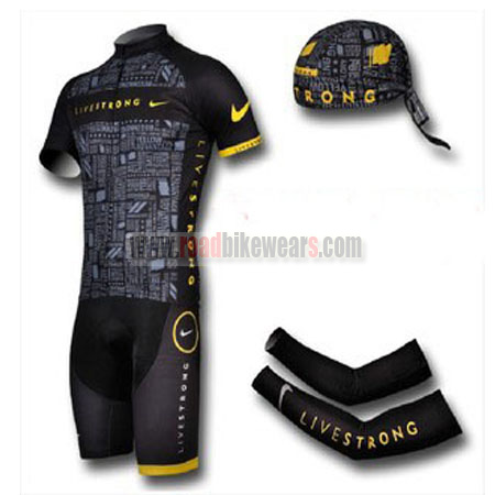 Llave Cambio Convención 2012 Team LIVESTRONG Riding Outfit Set Cycle Jersey and Padded Shorts+Bandana+Arm  Sleeves Black | Road Bike Wear Store