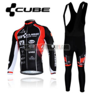 2012 Team CUBE Cycling Long Bib Kit Black Red