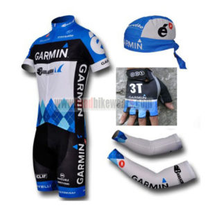 2012 Team GARMIN Cycling Set Jersey and Shorts+Bandana+Gloves+Arm Sleeves