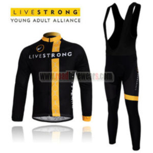 2012 Team LIVESTRONG Cycling Long Bib Kit Black Yellow