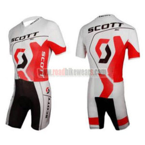 2012 Team SCOTT Racing Triathlon Cycling Wear Skinsuit White Red