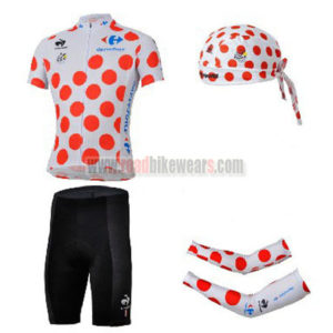 2013 Tour de France Cycling Set Jersey and Shorts+Bandana+Arm Warmers Polka Dot