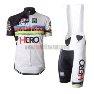 2015 Santini HERO UCI Champion Cycling Bib Kit White Rainbow