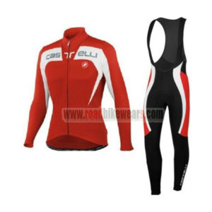 2015 Team Castelli Cycling Long Bib Kit Red