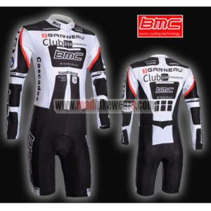 2011 Team BMC Long Sleeves Triathlon Cycling Outfit Skinsuit White Black