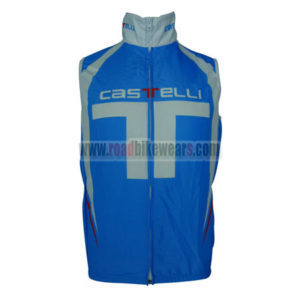 2012 Team Castelli Cycle Vest Sleeveless Waistcoat Rain-proof Windbreak Blue