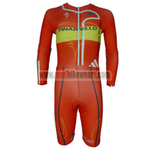 2013 Team PINARELLO Long Sleeves Triathlon Biking Outfit Skinsuit Red Yellow