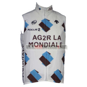 2014 Team AG2R LA MONDIALE Cycling Vest Sleeveless Waistcoat Rain-proof Windbreak White