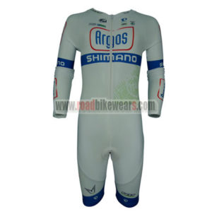 2014 Team Argos SHIMANO Long Sleeves Triathlon Cycling Wear Skinsuit White Blue