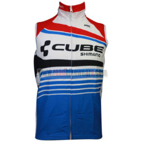 2014 Team CUBE Cycling Vest Sleeveless Waistcoat Rain-proof Windbreak Blue Red