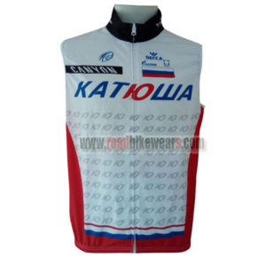 2014 Team KATUSHA Cycling Vest Sleeveless Waistcoat Rain-proof Windbreak White Red