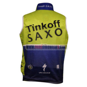 2014 Team Tinkoff SAXO BANK Biking Vest Sleeveless Waistcoat Rain-proof Windbreak Yellow Blue