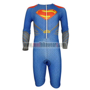 2015 Superman Long Sleeves Triathlon Biking Clothing Skinsuit Blue