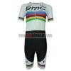 2015 Team BMC UCI Champion Short Sleeves Triathlon Riding Wear Skinsuit White Rainbow