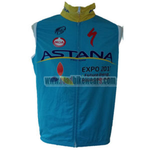 2016 Team ASTANA Cycling Vest Sleeveless Waistcoat Rain-proof Windbreak Blue