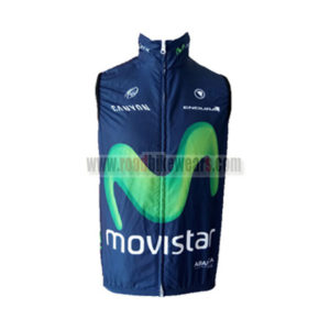 2016 Team Movistar Cycling Vest Sleeveless Waistcoat Rain-proof Windbreak Blue