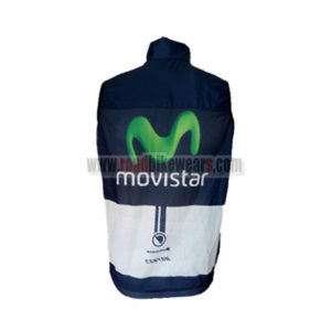 2016 Team Movistar Racing Vest Sleeveless Waistcoat Rain-proof Windbreak Blue