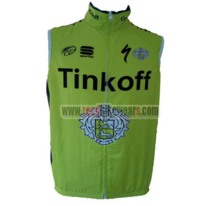 2016 Team Tinkoff Cycling Vest Sleeveless Waistcoat Rain-proof Windbreak Green
