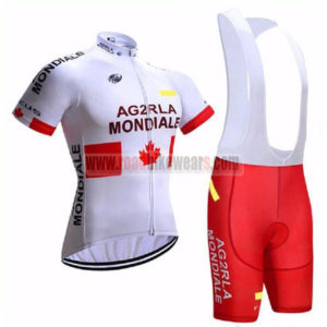 2017 Team AG2R LA MONDIALE CANADA Cycling Bib Kit White Red