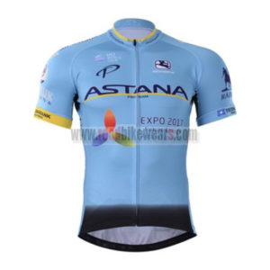 2017 Team ASTANA Cycling Jersey Maillot Shirt Blue Black