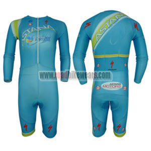 2017 Team ASTANA Long Sleeves Triathlon Cycling Outfit Skinsuit Blue