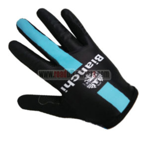 2017 Team BIANCHI Cycling Long Gloves Full Fingers Black Blue