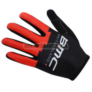 2017 Team BMC Cycling Long Gloves Full Fingers Black Red