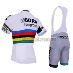2017 Team BORA Hansgrohe UCI Champion Riding Bib Kit White Rainbow
