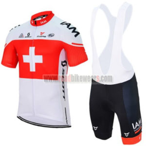 2017 Team IAM Switzerland Cycling Bib Kit White Red