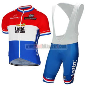2017 Team LOTTO JUMBO Netherlands Cycling Bib Kit Red Blue