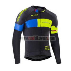 2017 Team ORBEA Cycle Long Jersey Maillot Black Blue Yellow