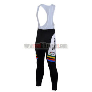 2010 Team Santini UCI Champion Cycling Bib Long Pants Tights Black White Rainbow