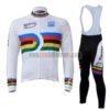 2010 Team Santini UCI Champion Cycling Long Bib Suit White Rainbow