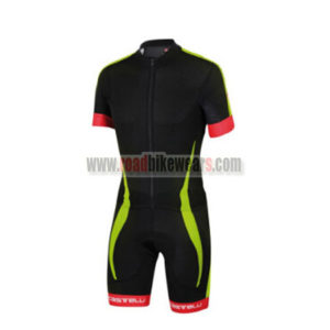 2016 Team Castelli Short Sleeves Triathlon Biking Apparel Skinsuit Black Yellow
