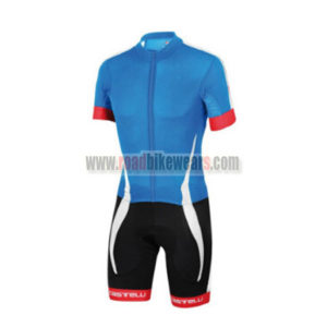 2016 Team Castelli Short Sleeves Triathlon Cycle Wear Skinsuit Blue Black