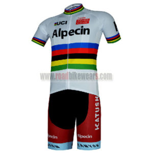 2017 Team Alpecin KATUSHA UCI Champion Cycling Kit White Rainbow