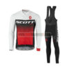 2017 Team SCOTT Cycling Long Bib Suit White Black Red