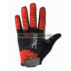 2017 Team BMC Cycling Full Fingers Gloves Red Black