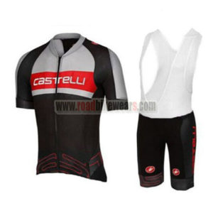 2017 Team Castelli Cycle Bib Kit Grey Red Black