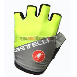 2017 Team Castelli Riding Gloves Mitts Half Fingers Grey Yellow