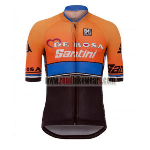 2017 Team DE ROSA Santini Cycling Jersey Maillot Shirt Orange Blue Black