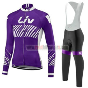 2017 Team Liv Womens Lady Cycling Long Bib Suit Purple