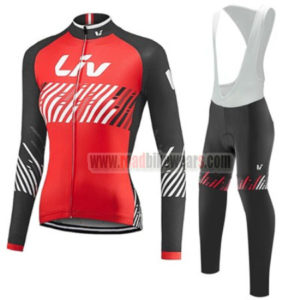 2017 Team Liv Womens Lady Cycling Long Bib Suit Red Black