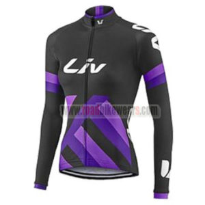 2017 Team Liv Womens Lady Cycling Long Jersey Maillot Black Purple