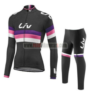 2017 Team Liv Womens Lady Cycling Long Suit Black Pink Purple