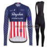 2017 Team Rapha FOCUS American Champion Cycling Long Bib Suit Blue Red