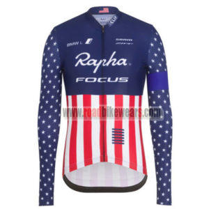 2017 Team Rapha FOCUS American Champion Cycling Long Jersey Blue Red