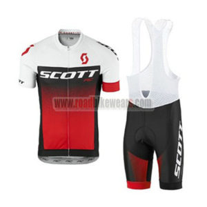 2017 Team SCOTT Cycling Bib Kit White Black Red