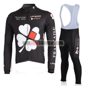 2010 Team FDJ Cycling Long Bib Suit Black